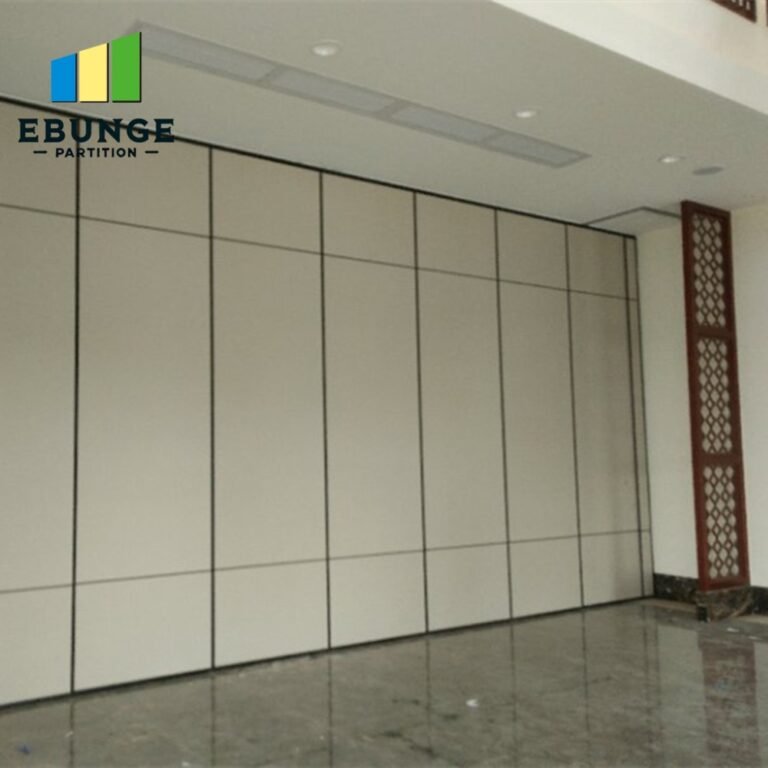 folding partition in exhibition hall with clear cost breakdown overlay