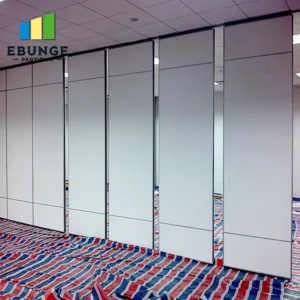 Acoustic conference room partition in a training center with top-hung track