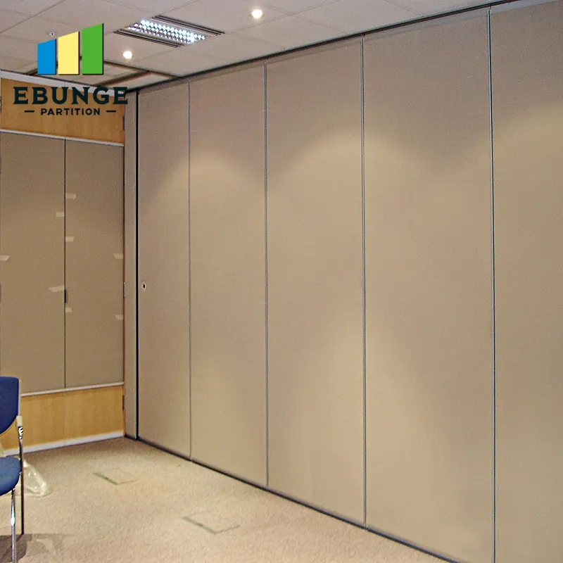 Opaque movable partition panels dividing a meeting room