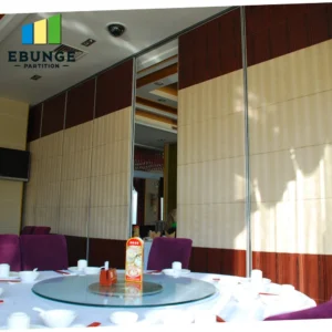 folding sliding partition in conference room with acoustic panels