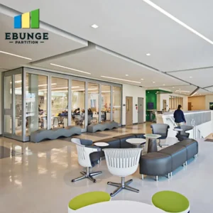 architect reviewing acoustic partition wall supplier options for exhibition hall