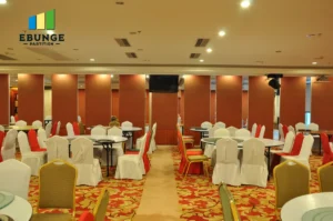 sliding partition wall design for living room in a community center