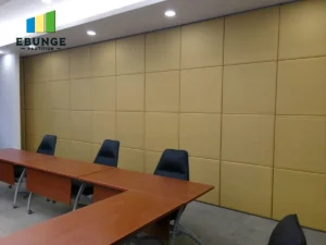 folding movable partition in an office meeting room