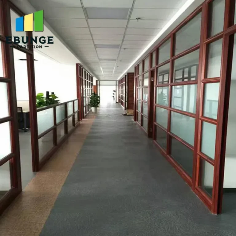 folding movable partition installed in a modern office meeting room