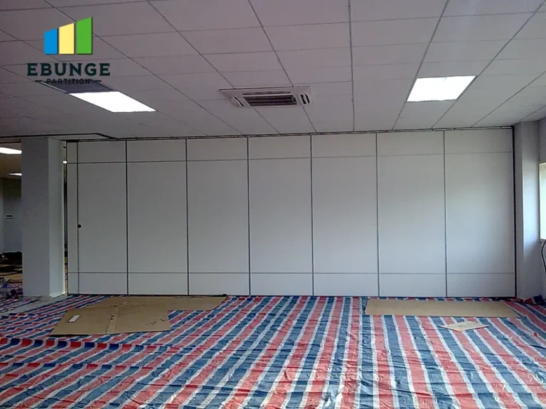 training center with movable partition walls in use