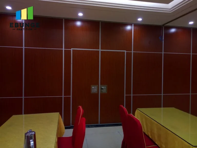 school hall with movable partition wall in open position