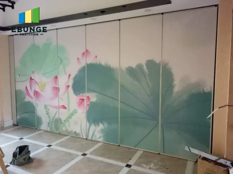of a training center with movable partition walls dividing the room