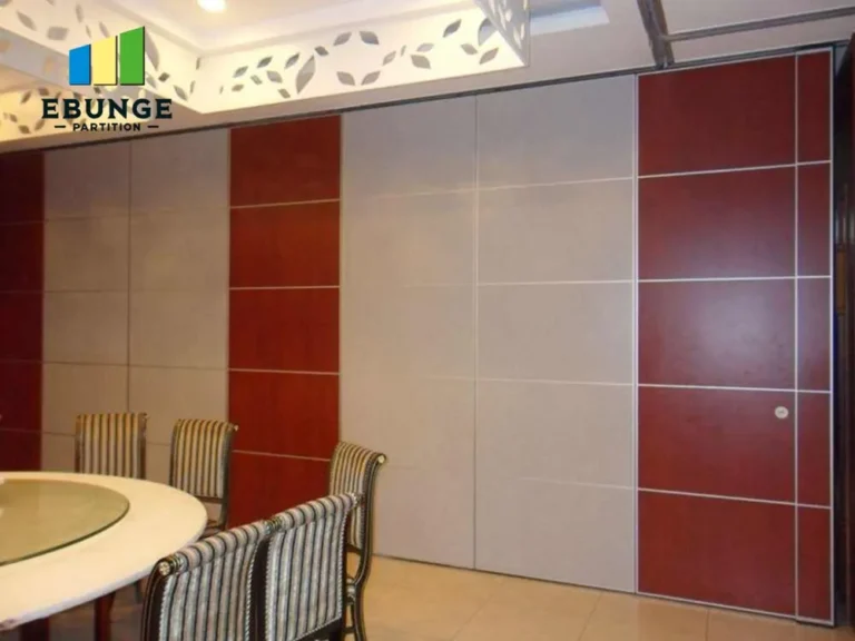 of a modern office meeting room with movable partition walls closed for privacy