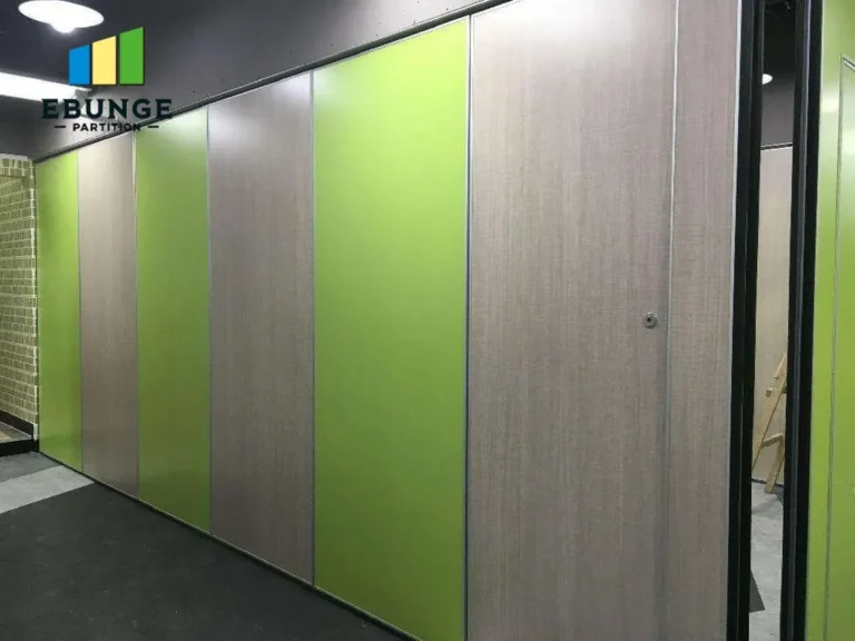 movable partition wall in a community center with acoustic panels