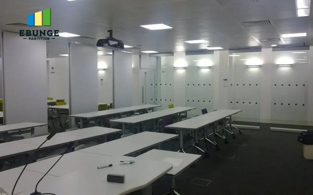 sliding partition wall for living room in a modern office conference room