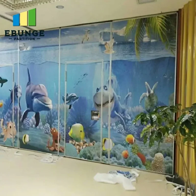 various finish options for movable partition walls (fabric, glass, whiteboard)