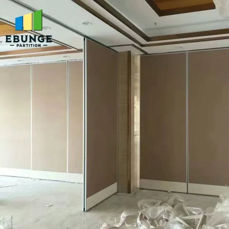 open plan office with sliding partition wall dividing meeting room