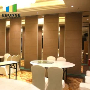 operable wall system with wood finish in a restaurant private room