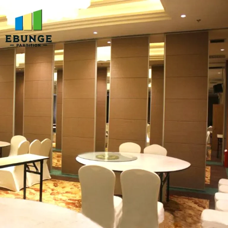 operable wall system with wood finish in a restaurant private room