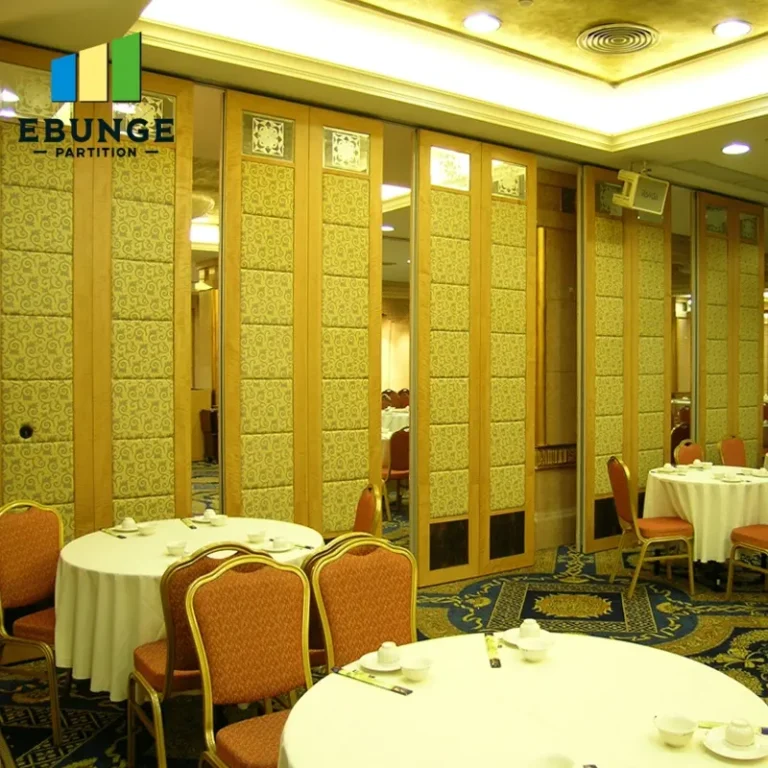 top hung operable walls dividing a banquet hall into two sections