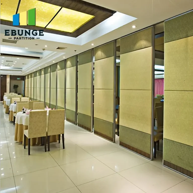 flexible partition wall in a hotel banquet hall with acoustic panels