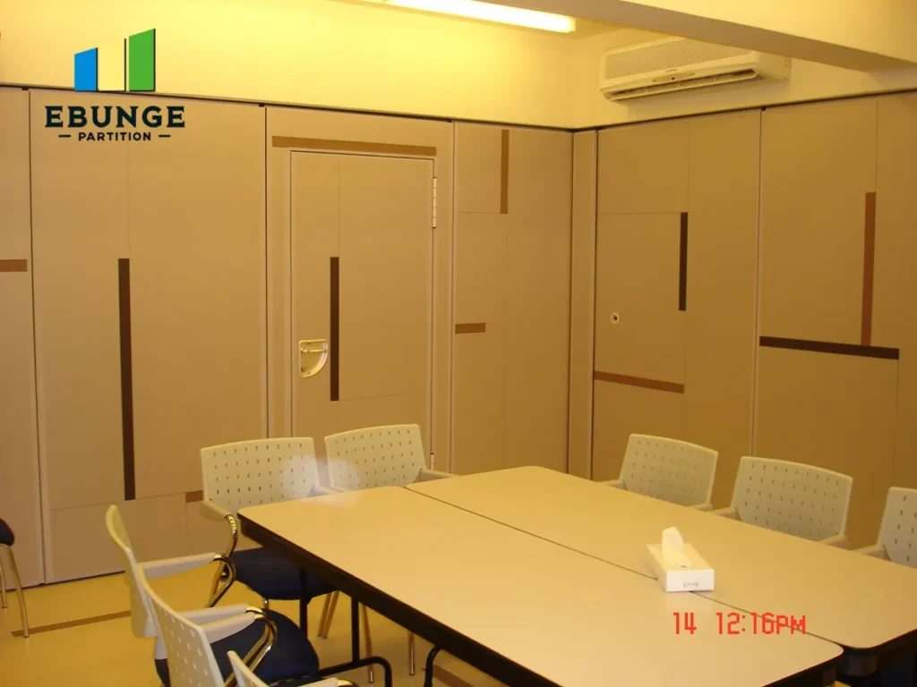 movable partition stacking layout in hotel banquet hall