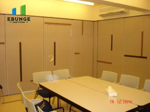 movable partition stacking layout in hotel banquet hall