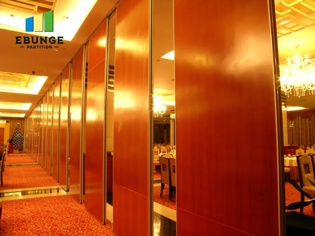 operable wall with door in a hotel banquet hall