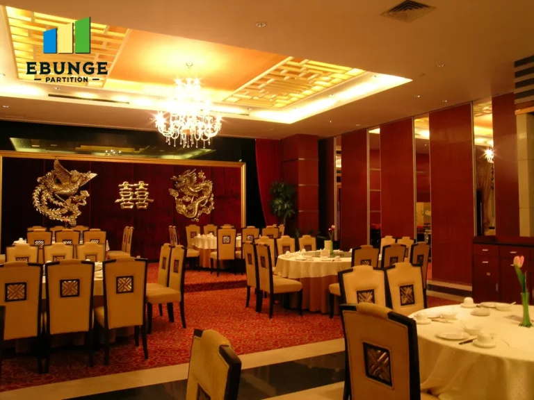 soundproof partition wall panels in a hotel banquet hall