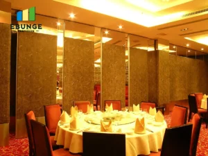movable acoustic partitions in a hotel banquet hall