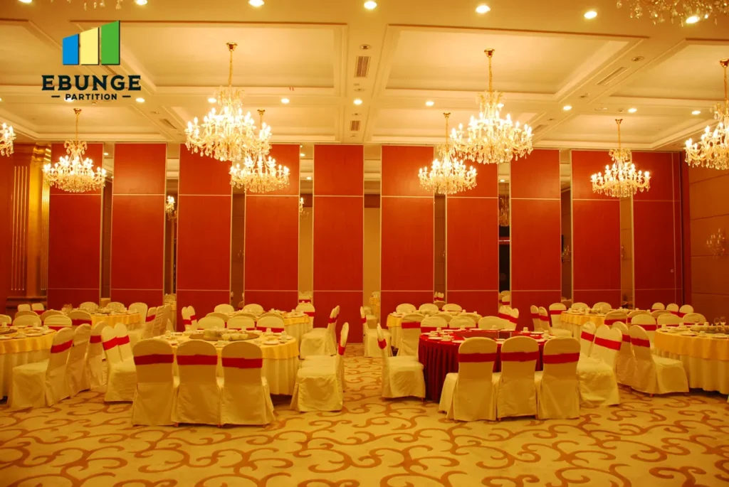 architect assessing soundproof partition wall material for conference room