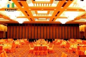 movable partition wall with door in hotel banquet hall