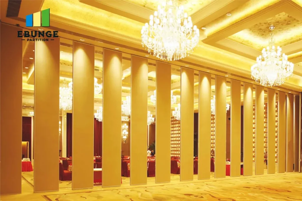 folding acoustic partitions in a hotel banquet hall