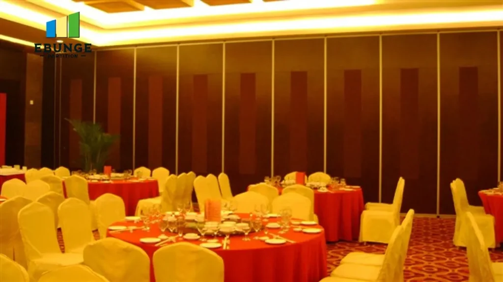 movable partition wall in a modern training center with acoustic panels