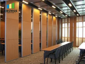 operable wall system in hotel ballroom with acoustic panels