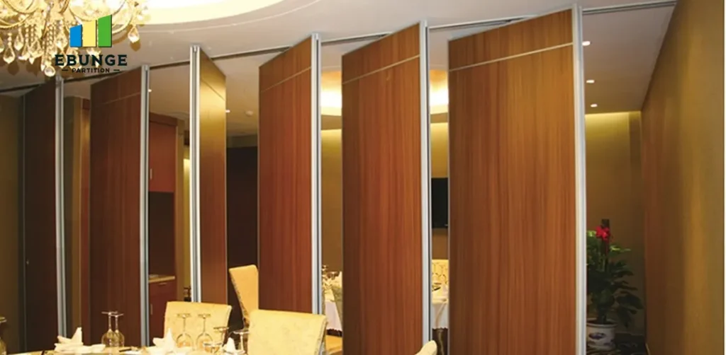 sliding partition wall design in hotel banquet hall with elegant finish