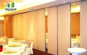 operable wall track system in hotel banquet hall with top-hung track