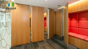 operable wall system in a school hall with acoustic partitions