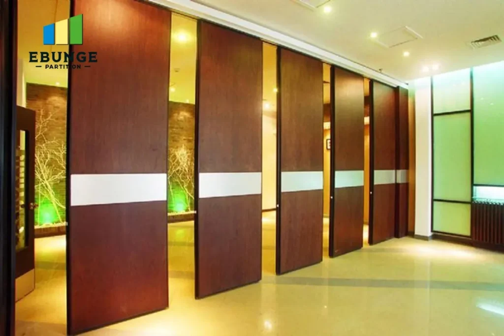 top hung operable walls dividing a hotel banquet hall