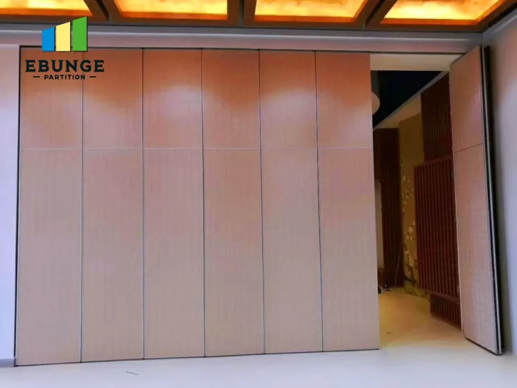 operable wall partition in a hotel banquet hall, flexible space