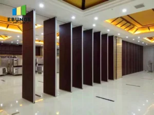 movable partition wall in hotel training center with acoustic panels