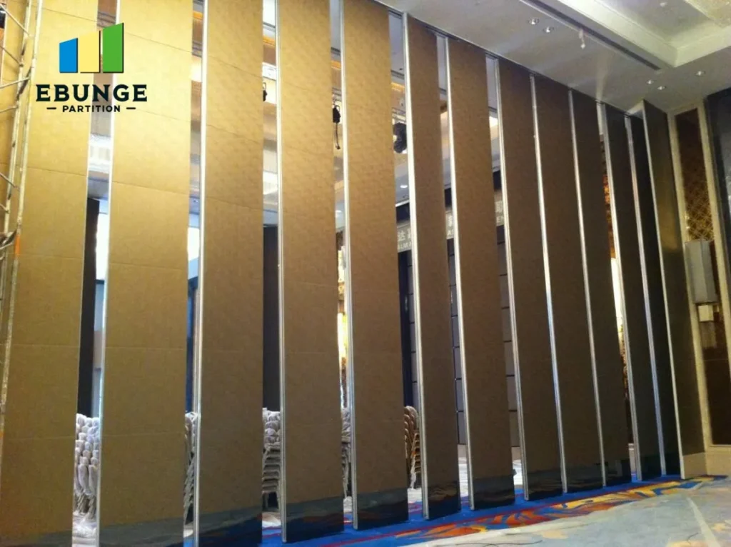 movable partition wall in a conference room with acoustic panels