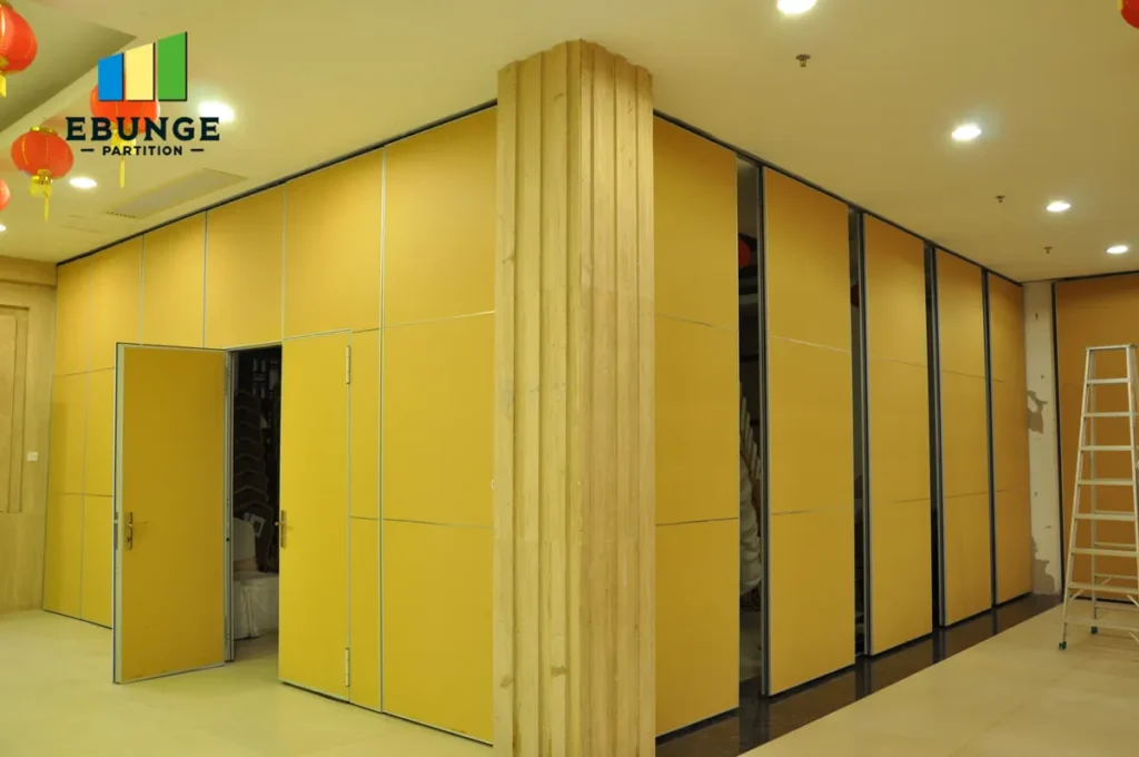 restaurant operable wall finishes with acoustic panels and elegant design
