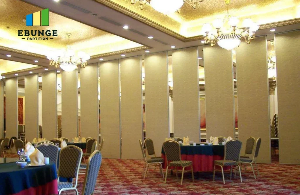 hotel ballroom with sliding partition wall track system