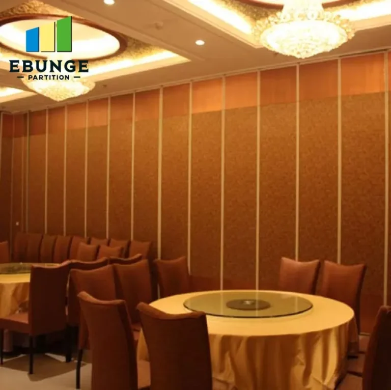 operable wall system in community center with acoustic panels