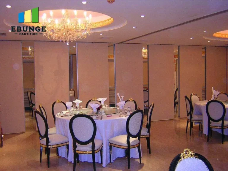 operable partition system in a modern office meeting room