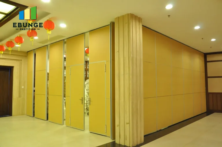 training center with operable wall partition in open and closed positions