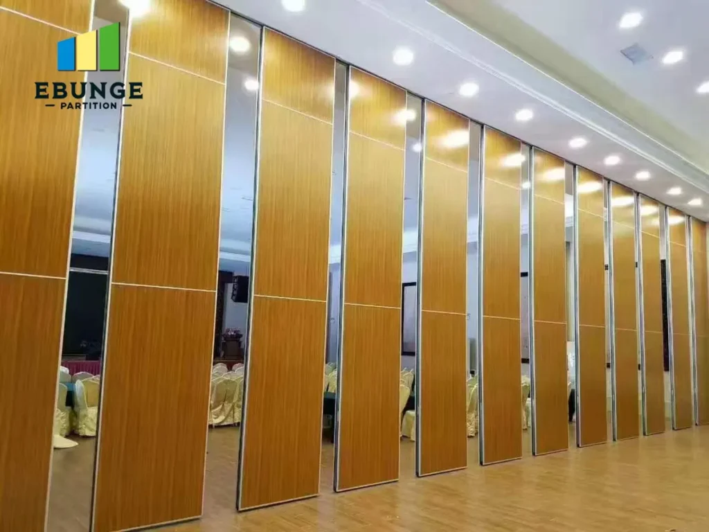 restaurant operable wall track system with acoustic movable wall