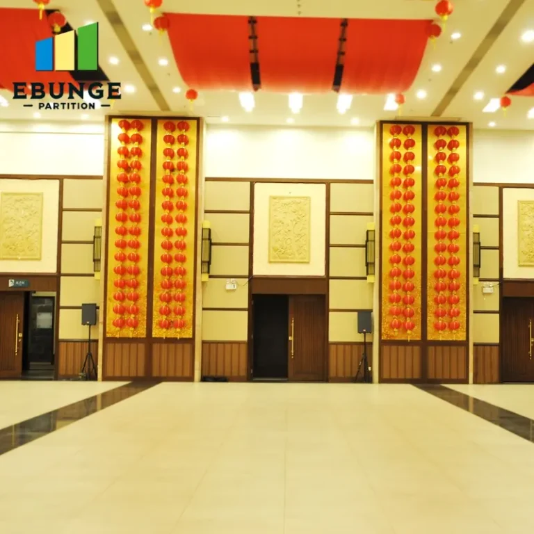 acoustic partition wall in a hotel ballroom with movable panels