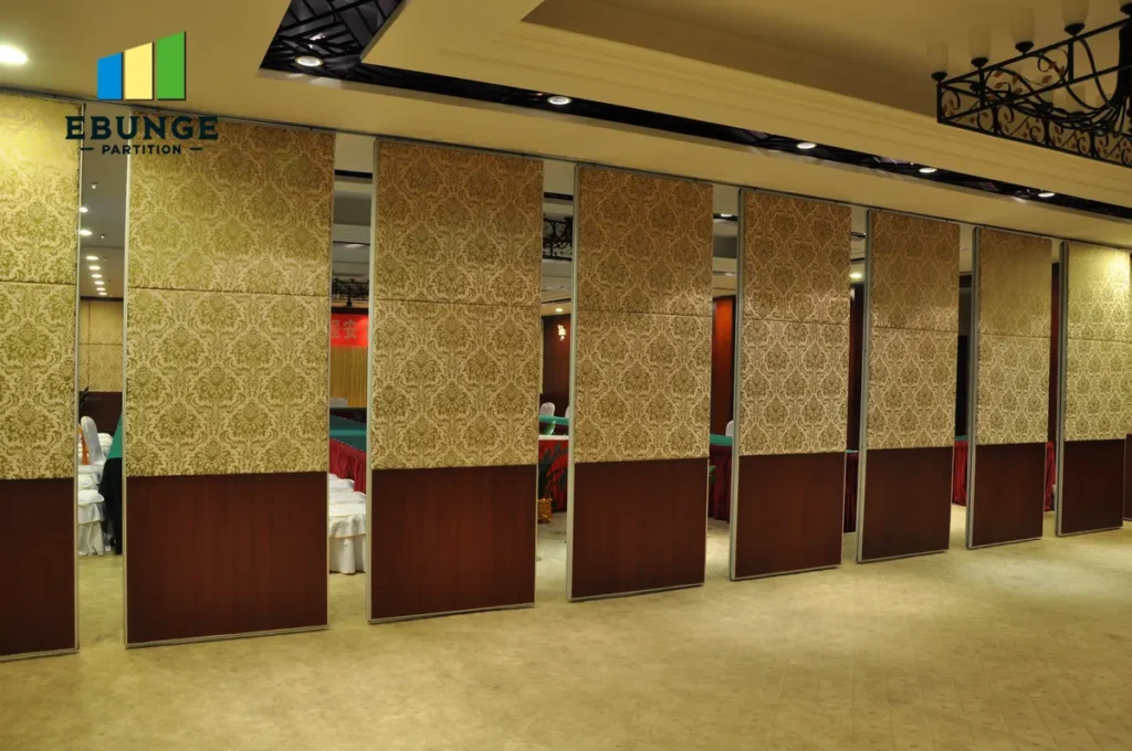 acoustic operable walls dividing a hotel banquet hall into smaller spaces