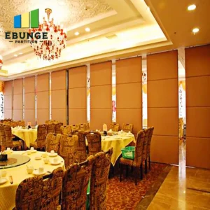movable partition wall in a hotel ballroom with elegant finish