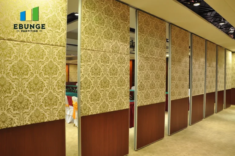 movable partitions dividing a hotel banquet hall into smaller event spaces