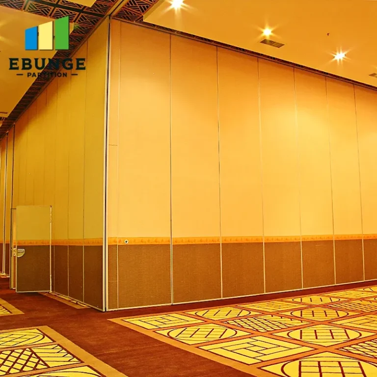 acoustic partitions in a modern training center with top-hung track system