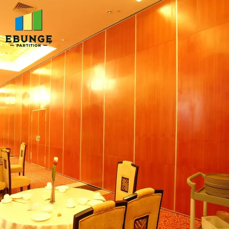 hotel ballroom with movable partition walls and maintenance inspection
