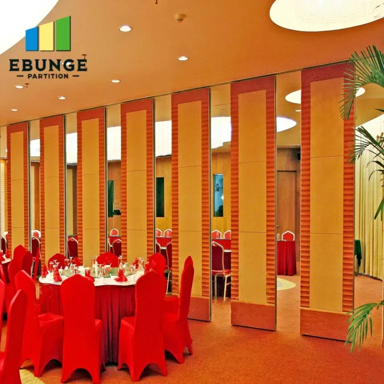 movable partitions in a luxury hotel banquet hall dividing space